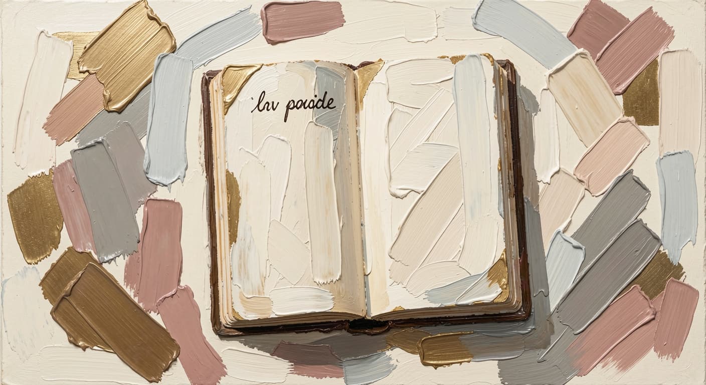 a single open notebook page with one short handwritten line at the top, soft nat