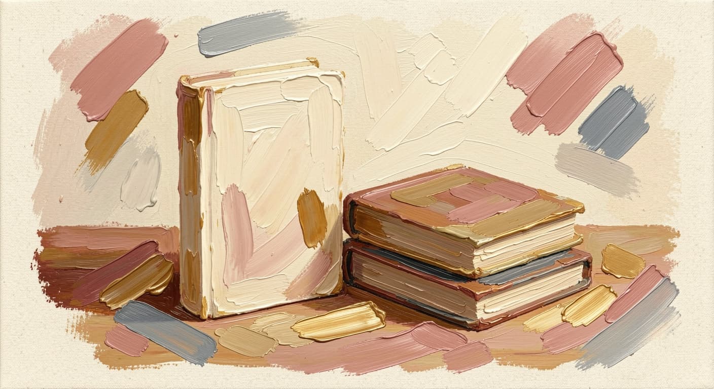 a single notebook resting closed on a wooden surface beside a small folded piece of cloth, soft warm tones, abstract