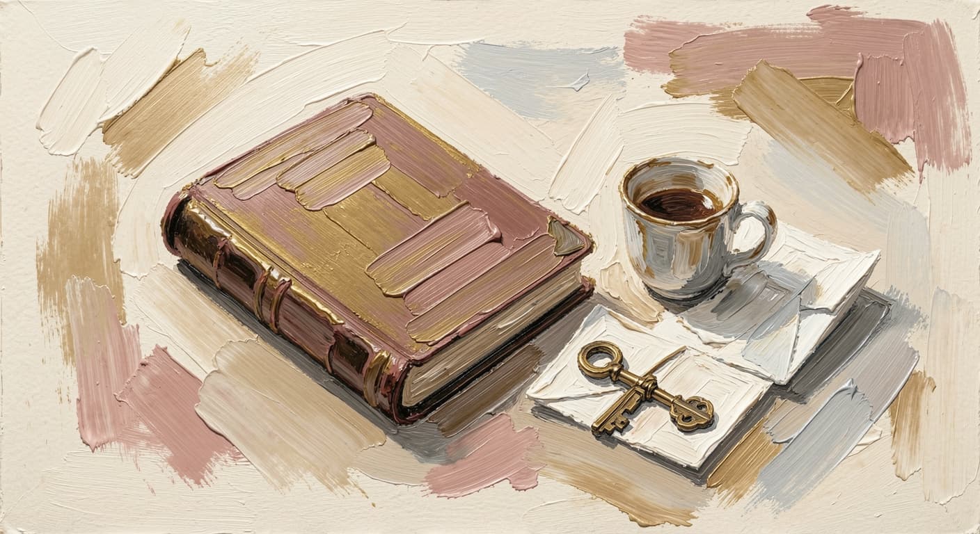 a closed notebook resting beside a small object that suggests the day's residue